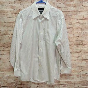 Men's State.ments 100% Cotton White Pinstripe Long Sleeves 16.5-32/33
